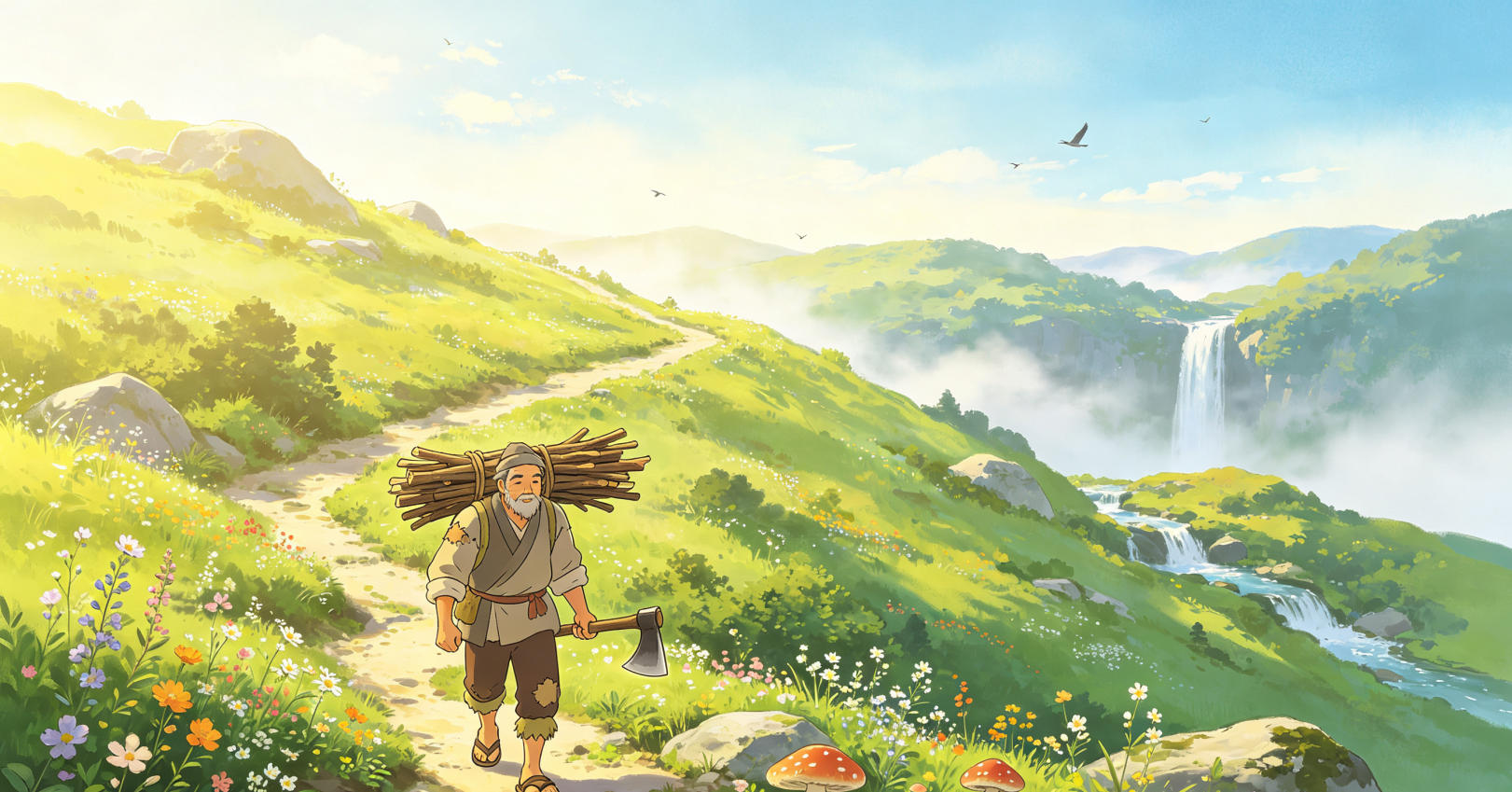 《上山、砍柴、吃饭》